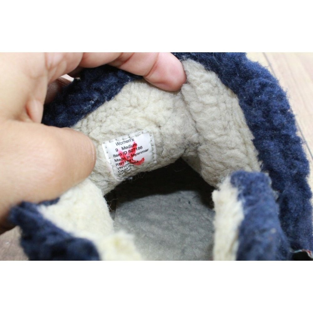 LL Bean Blue Pile Fleece Cozy Slipper Booties Size 9 M - Picture 9 of 10